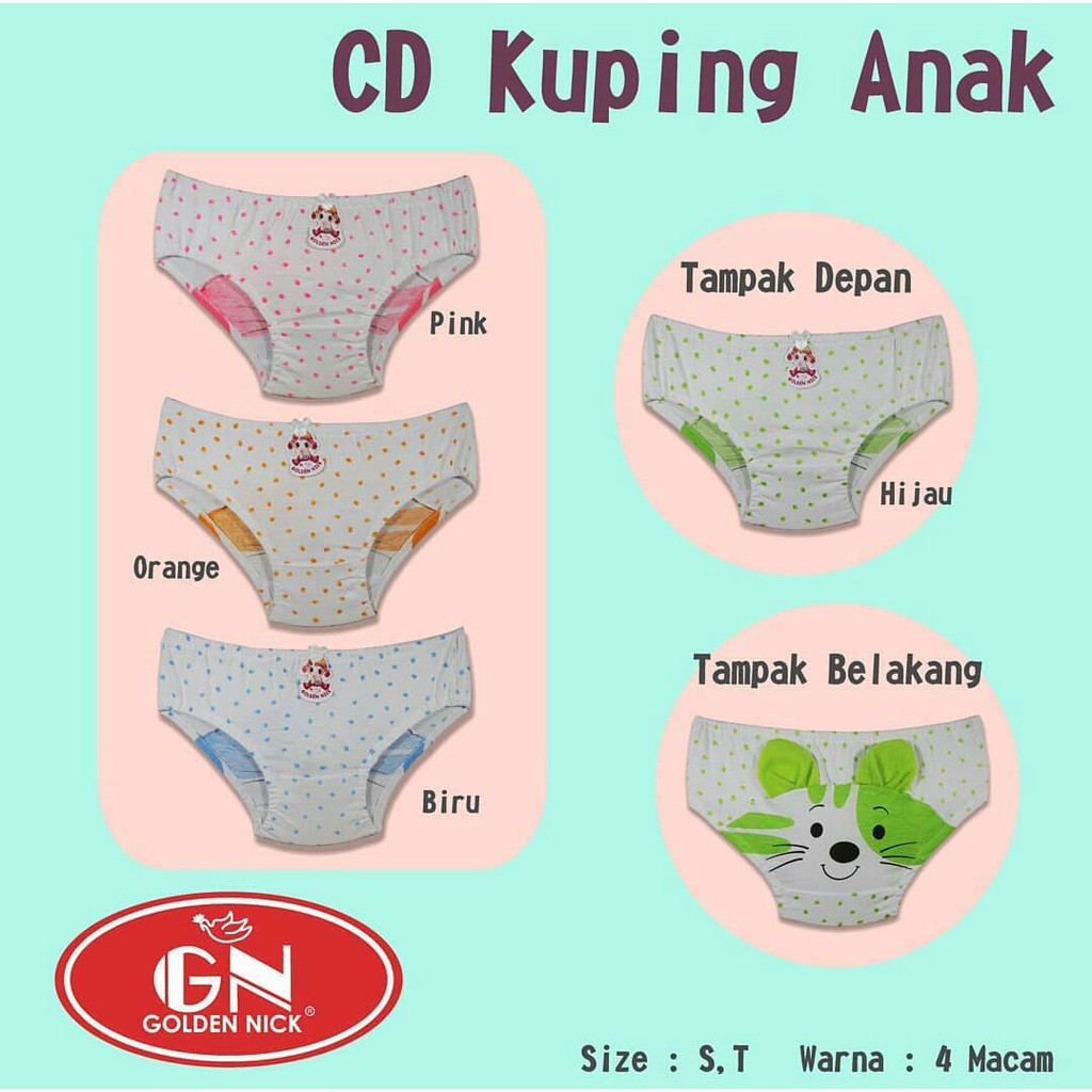 Cd Anak Golden Nick Kids KP Cewek Karakter | Celana Dalam Anak Cewek |ta