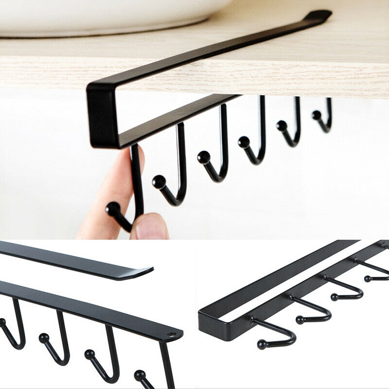 6 Hooks Kitchen Cabinet Door Hanging Rack / Nail-free Cupboard Storage Rack Hook / Bathroom Hanger Door Shelf  Organizer  Home Decor