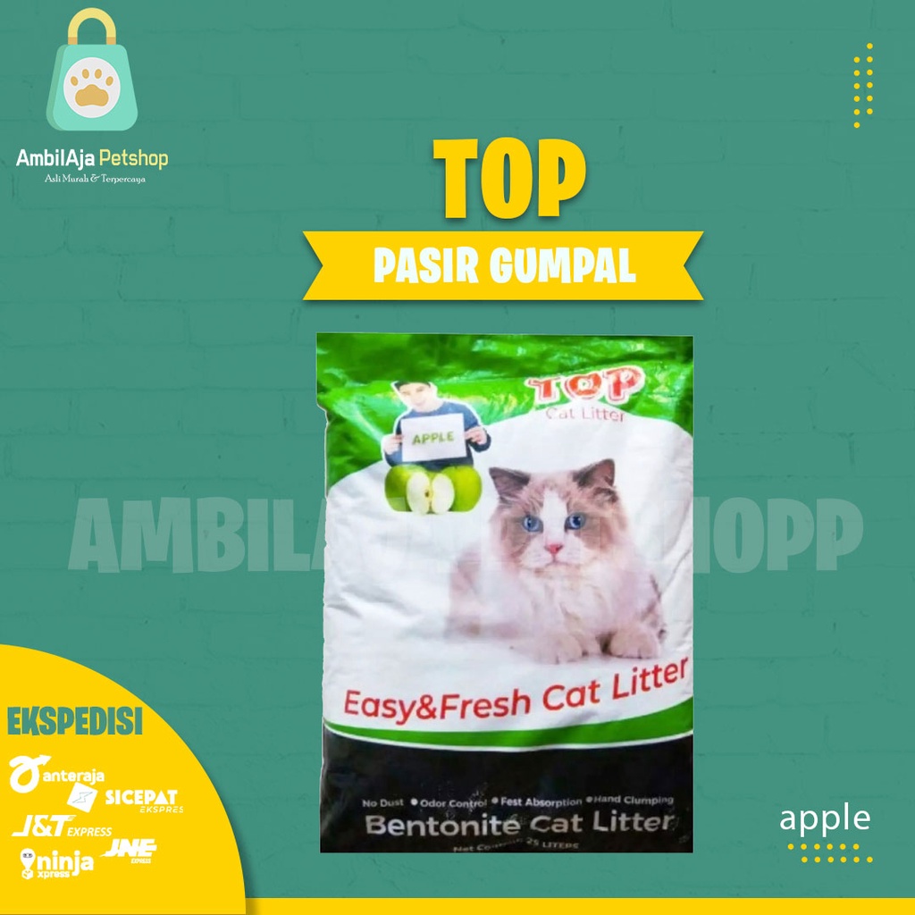 Pasir Kucing TOP 25 L Gumpal Wangi All Varian (EKSPEDISI)