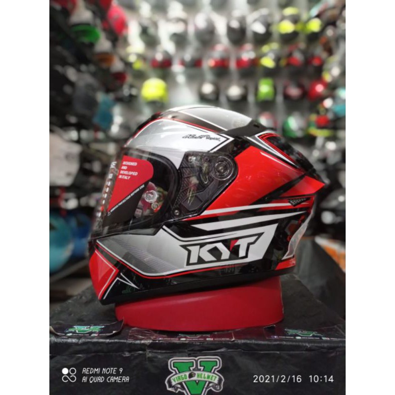 KYT HELM TT COURSE MOTIF TOURIST BLACK RED NEW MOTIF