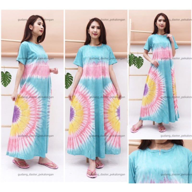 Daster Panjang Semata Kaki DALILA   bahan kaos 30s Resleting Depan Busui Bumil Lengan Pendek-DALILA TOSCA