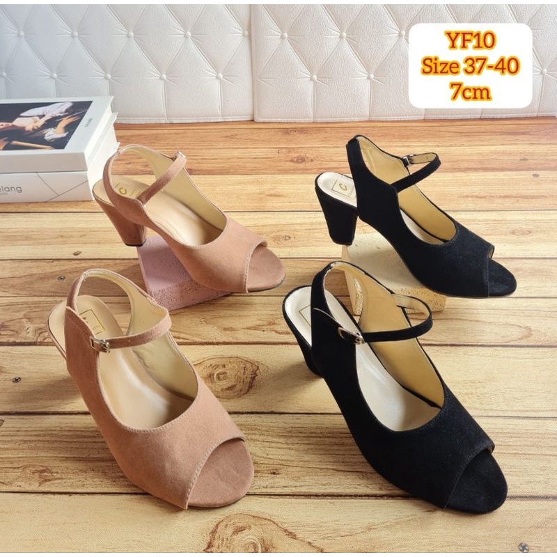 ABBUSHOES Yf 10-new sepatu hak tahu wanita 7cm