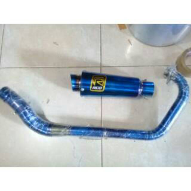 Kenalpot Racing RCB bluemon leher cacing untuk satria sonic Vixion Cb MX CBR R15 GSX byson Verza dll