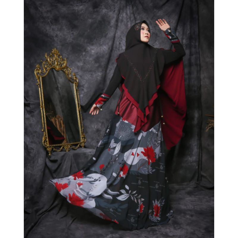 ISMI PREMIUM/Zelmira Set Black by Ismi Premium/Syar'i Branded/Syar'i Elegant/Syar'i Mewah