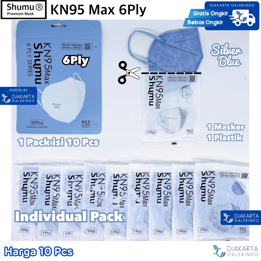 Masker SHUMU KN95 MAX 6Ply Individual Pack isi 10Pcs