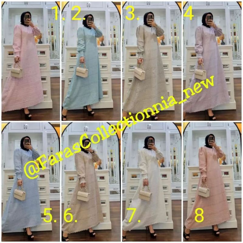 Midi Dress / Gamis katun Bordir / Brukat ori By Edness Kayla