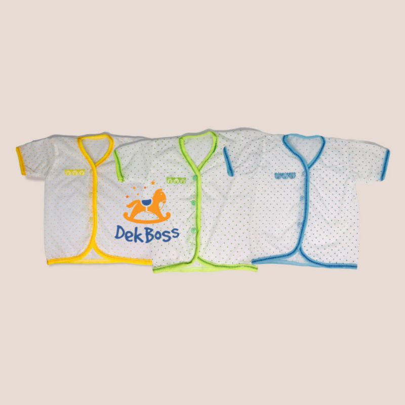 Baju bayi lengan pendek newborn kancing depan polos pakaian bayi baru lahir 0 6 12 bulan laki laki perempuan-POLKA