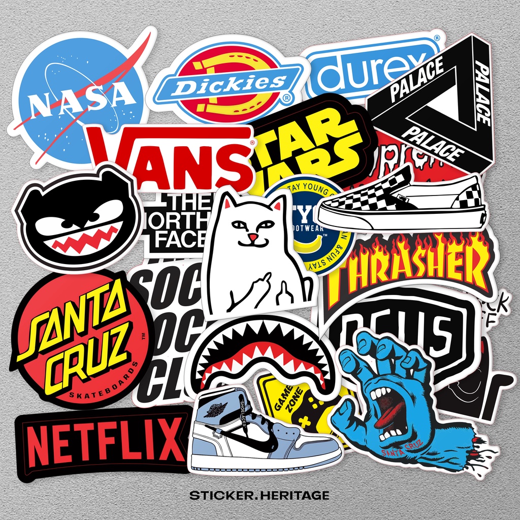 24pcs Stiker Sticker Aesthetic logo brand nasa netflix untuk laptop case tumbler stiker laptop