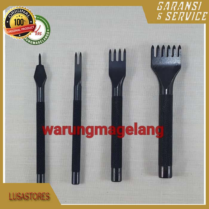 

BLACK Lacing Stitching hole punch 1 set isi 4 pcs prong leather tools