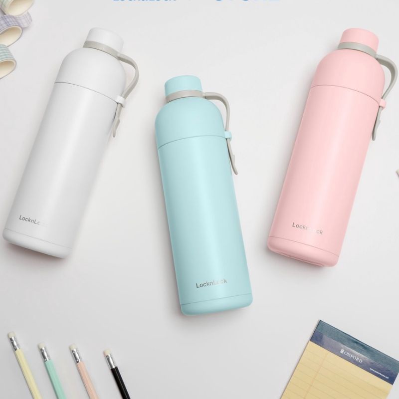 Lock n Lock Belt Bottle Tumbler Korea Pastel 490ml Lock&amp;Lock Tumbler Lucu Custom LHC4267