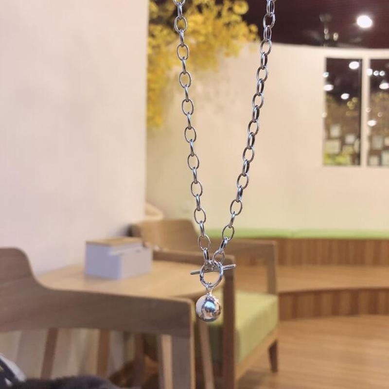 Magic789 Kalung Rantai Dengan Liontin Bola Kecil Warna Silver Gaya Punk Untuk Pria / Wanita