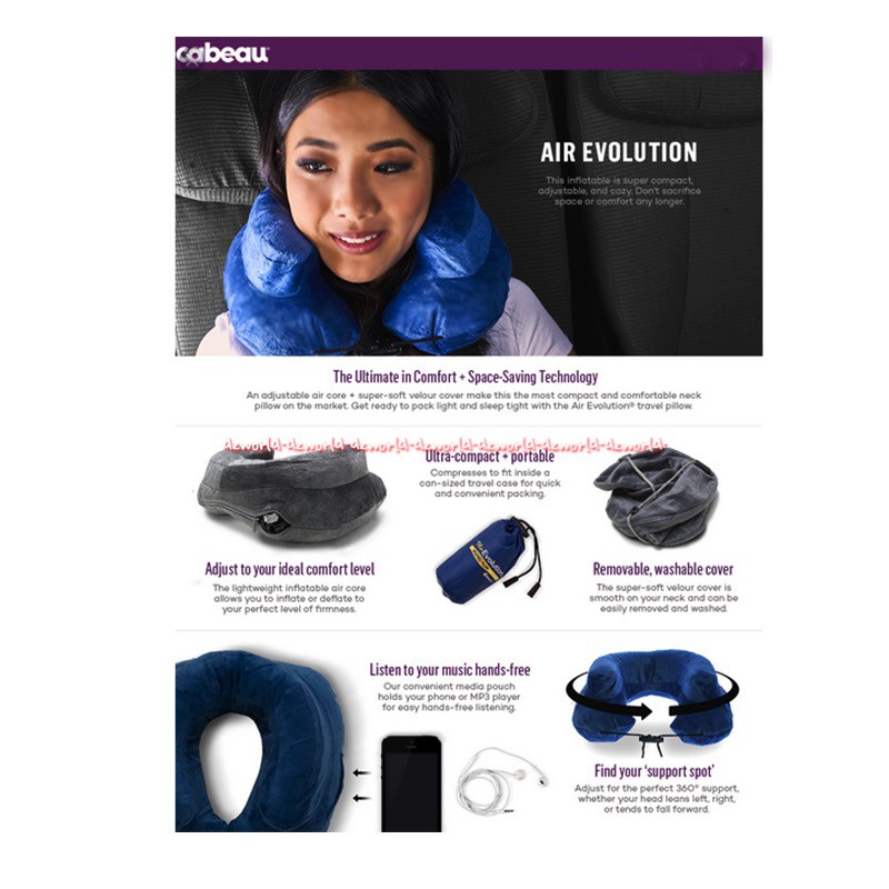 Cabeau Air Evolution Cushion Neck Bantal Leher Revolusioner Praktis