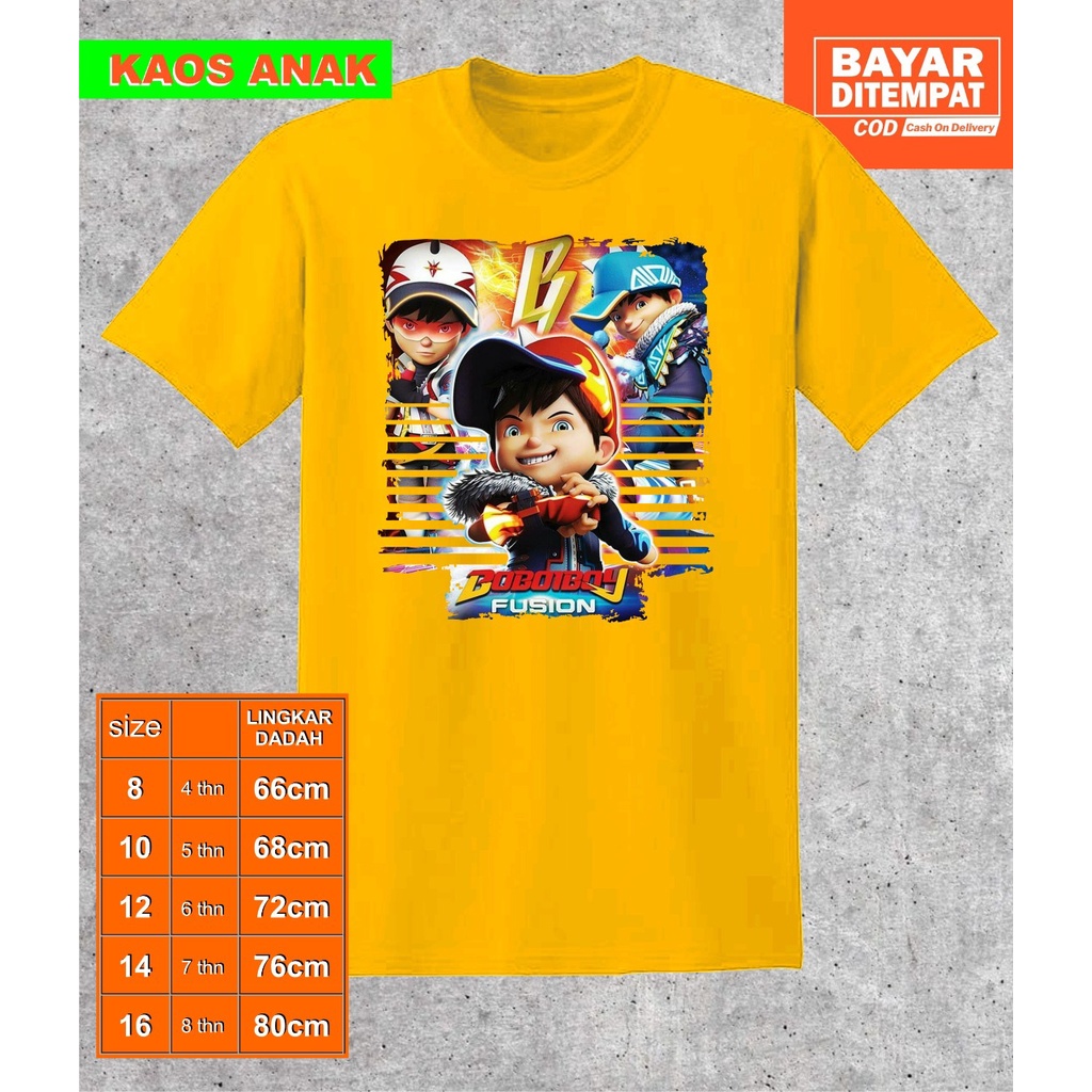 kaos baju boboiboy topi 3  - kaos boboiboy anak laki laki topi 3- digital printing boboiboy - baju b