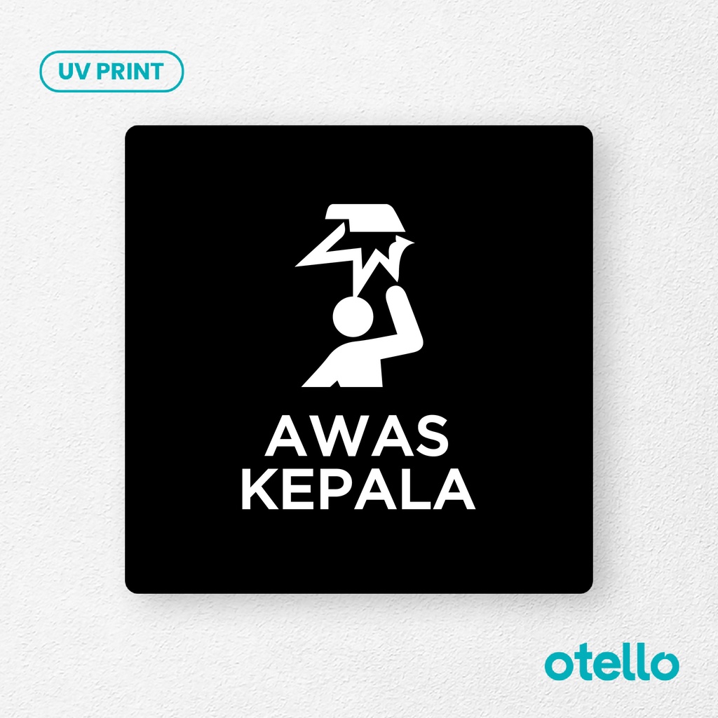 Awas Kepala Sign Board Akrilik Tempel Signage Dinding Sticker Papan Label Acrylic Restoran Wall Stiker Dinding Petunjuk Toko Cafe