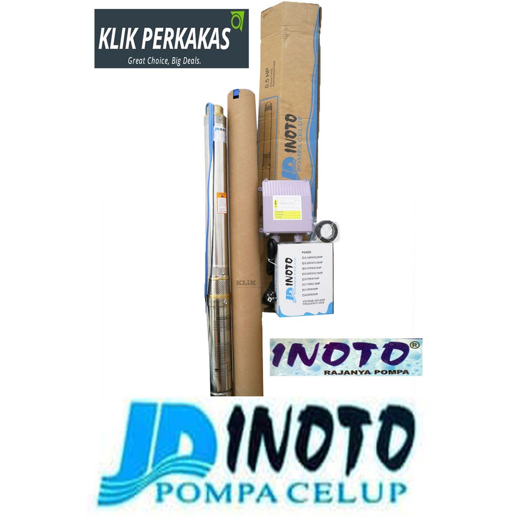 Pompa air satelite Pompa celup sumur Sumersible JD INOTO 0.5HP 4 INCH