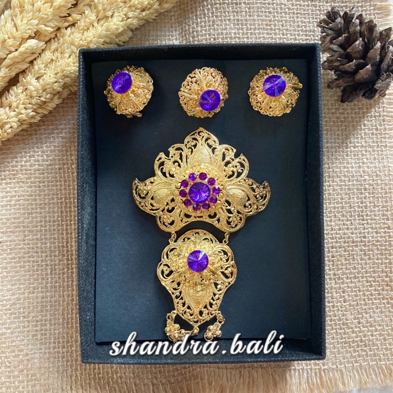 Set Bros Sulli Zircon Alpaka Lapis Emas Hijab Bali