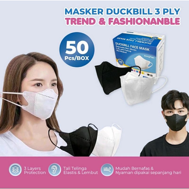 MASKER DUCKBILL GARIS 3 PLY PER BOX ISI 50 PCS MASKER SENSI 3PLY MASKER MEDIS