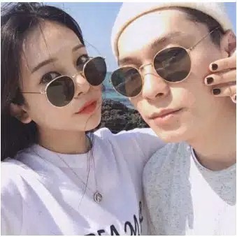 ✅ COD KUMA Kacamata Hitam Unisex Korean Desgin Besi Frame Round Sunglasses Women/Men