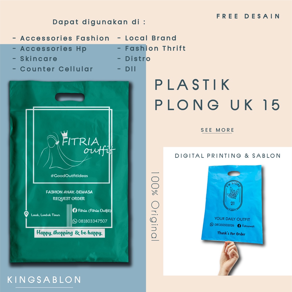 KANTONG PLASTIK SABLON / OLSHOP / Kantong Plastik Packing Olshop  sablon Cosmetik 15 x 22 Original  