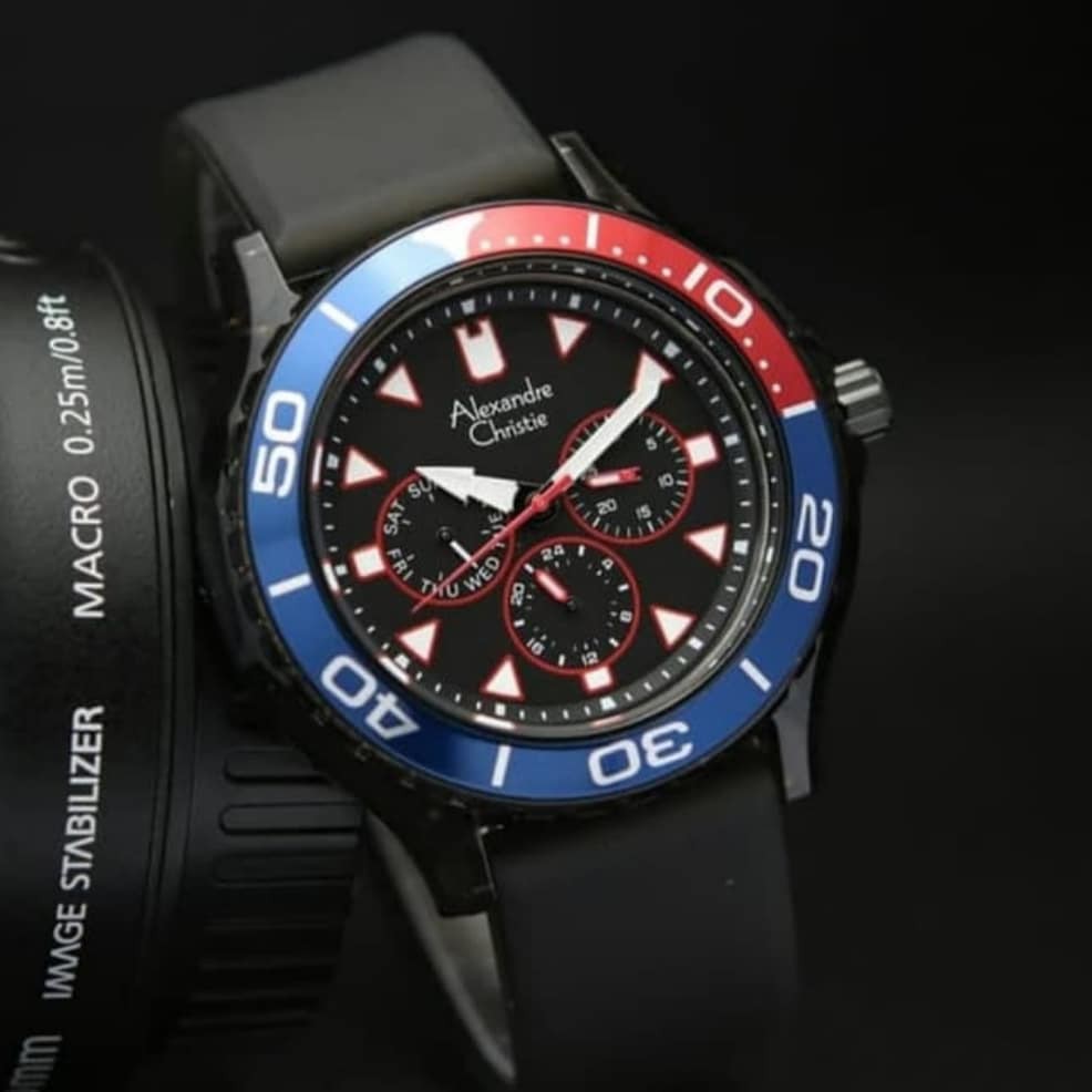 JAM TANGAN PRIA ALEXANDER CHRISTIE ORIGINAL RED BLUE AC6531