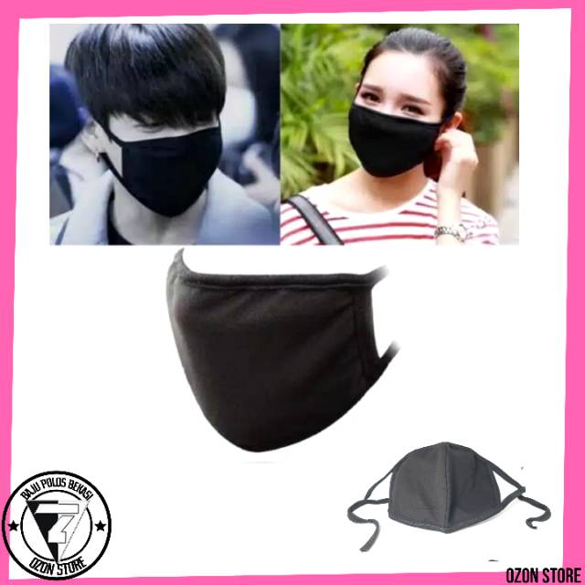 Masker Kain hitam KPOP ISI 3 Pcs