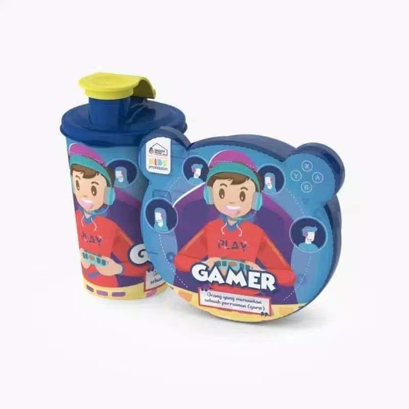 Lunch Box Catania Set + botol minuman / Box Kotak Bekal Anak Murah Meriah