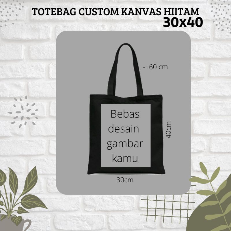 Totebag custom kanvas hitam