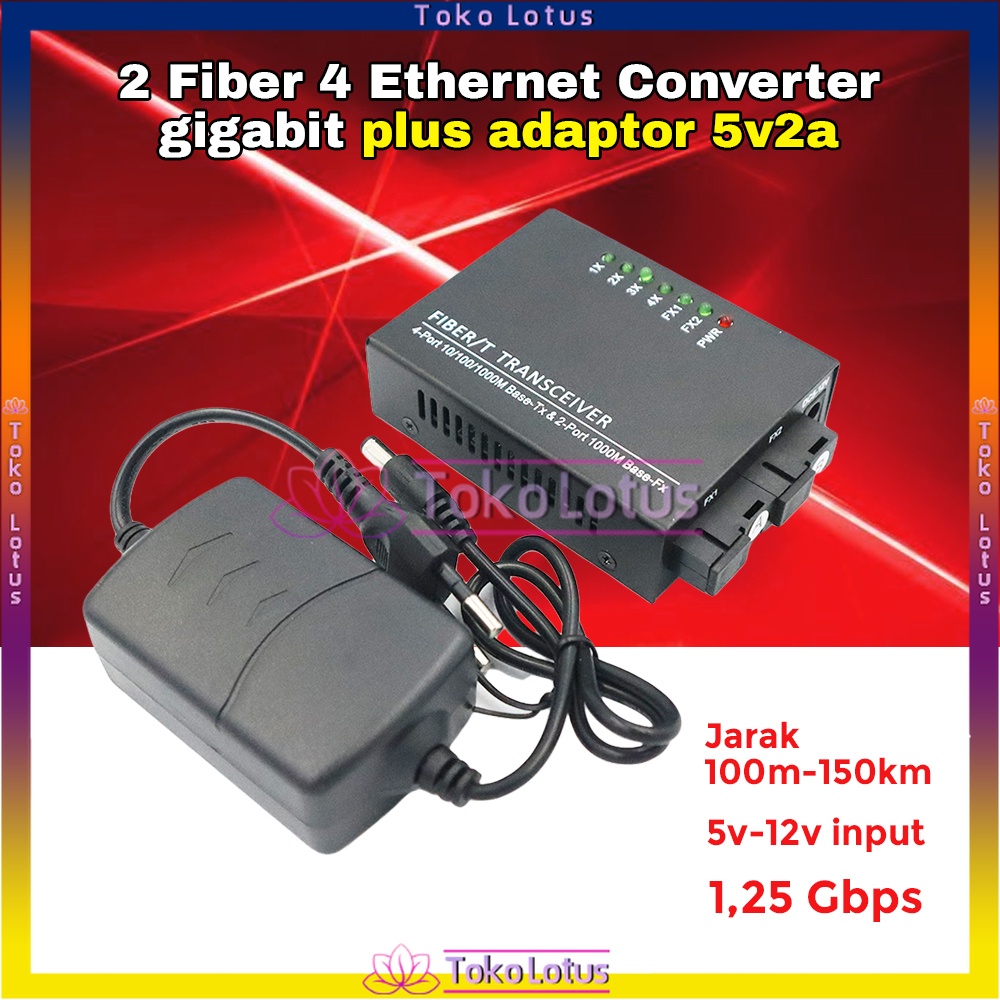 TERBARU!!! 2F4E Converter Mode Fiber Konektor RJ45 / Converter saja Giga / Fullset Giga Fiber Converter Switch Media