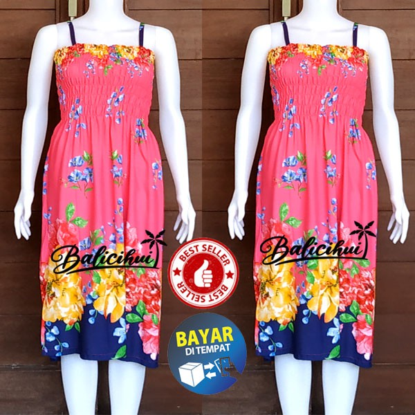 Balicihui Dress Kerut Panjang Tali Dress Kerut Dada