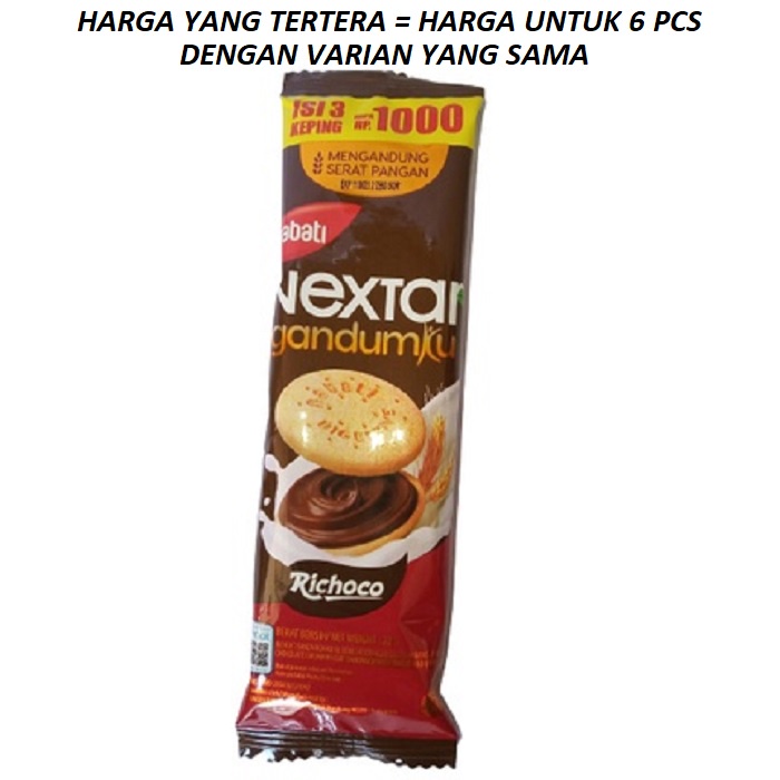 SK Nextar Gandum Noir Cookies & Sandwich 1000 an Bundle Isi 6 Pcs netto 22 gram isi 3 keping Renteng
