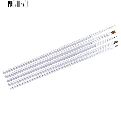 [Bayar Di Tempat] 5X Perak Tone Nail Art UV Gel Desain Brush Painting Pen Manicure Tips Tools Set