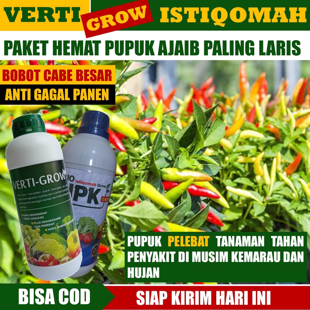 [PUPUK TERBAIK] 1 Botol Verti-Grow & 1 Istiqomah Grow Pupuk Kalsium Cabe, Obat Busuk Cabe, Obat Bula