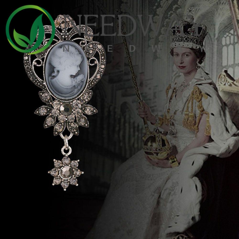 1 Pc Bros Pin Desain Cameo Queen Boutonniere Warna Emas Silver Gaya Vintage Untuk Hadiah Natal