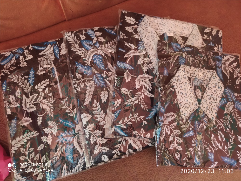 Batik Couple Keluarga Sania Ruffle Ori Ndoro Jowi Dnt Motif Blarak Biru