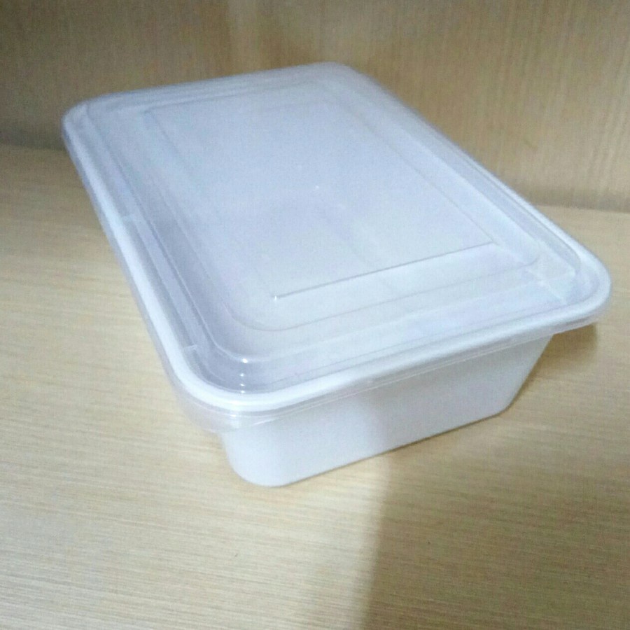 Thinwall Easy Pack Rectangle Putih 750ml + lid @50pcs