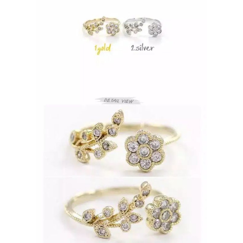 Cincin Korea Opening Ring Floral Blossom Bunga
