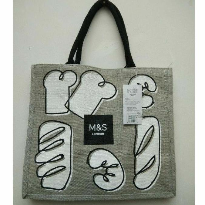 Kb889 Marks & And Spencer Bread Design Jute Tote Bag Rz987Q8Xo8