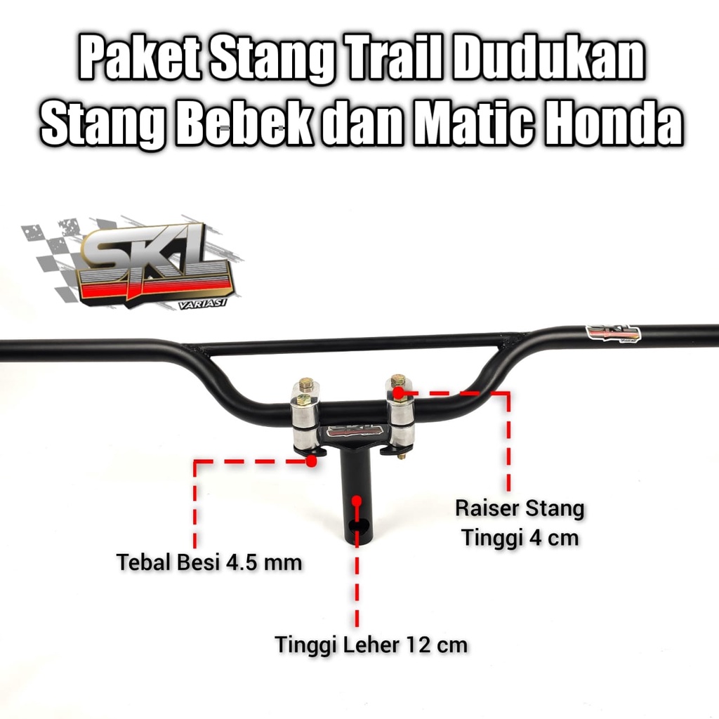 Paket Dudukan Stang Racing Trondol Matic Dan Bebek Yamaha Honda Suzuki Plus Stang Trail