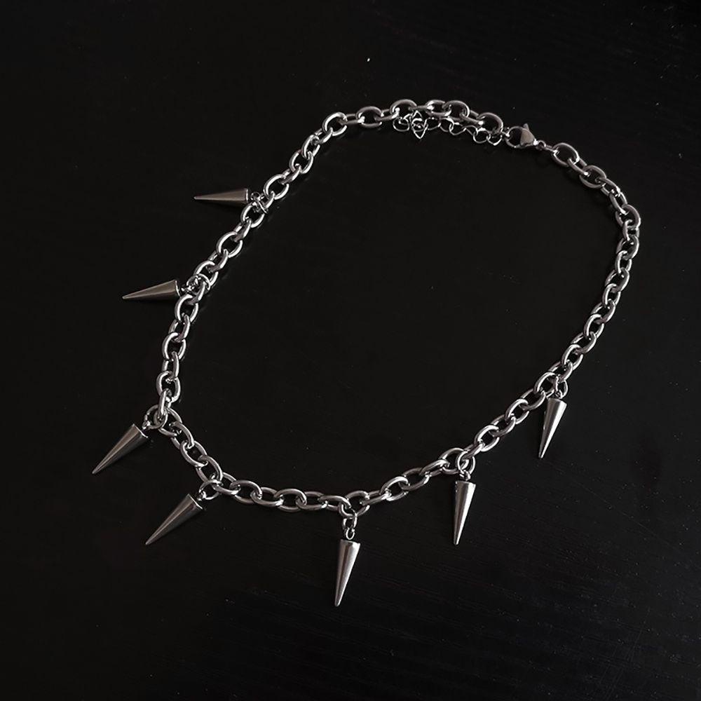 Needway Rumbai Kalung Pria Hip Hop Pesta Angin Dingin Gaya Perempuan Titanium Steel Wanita Rantai Klavikula