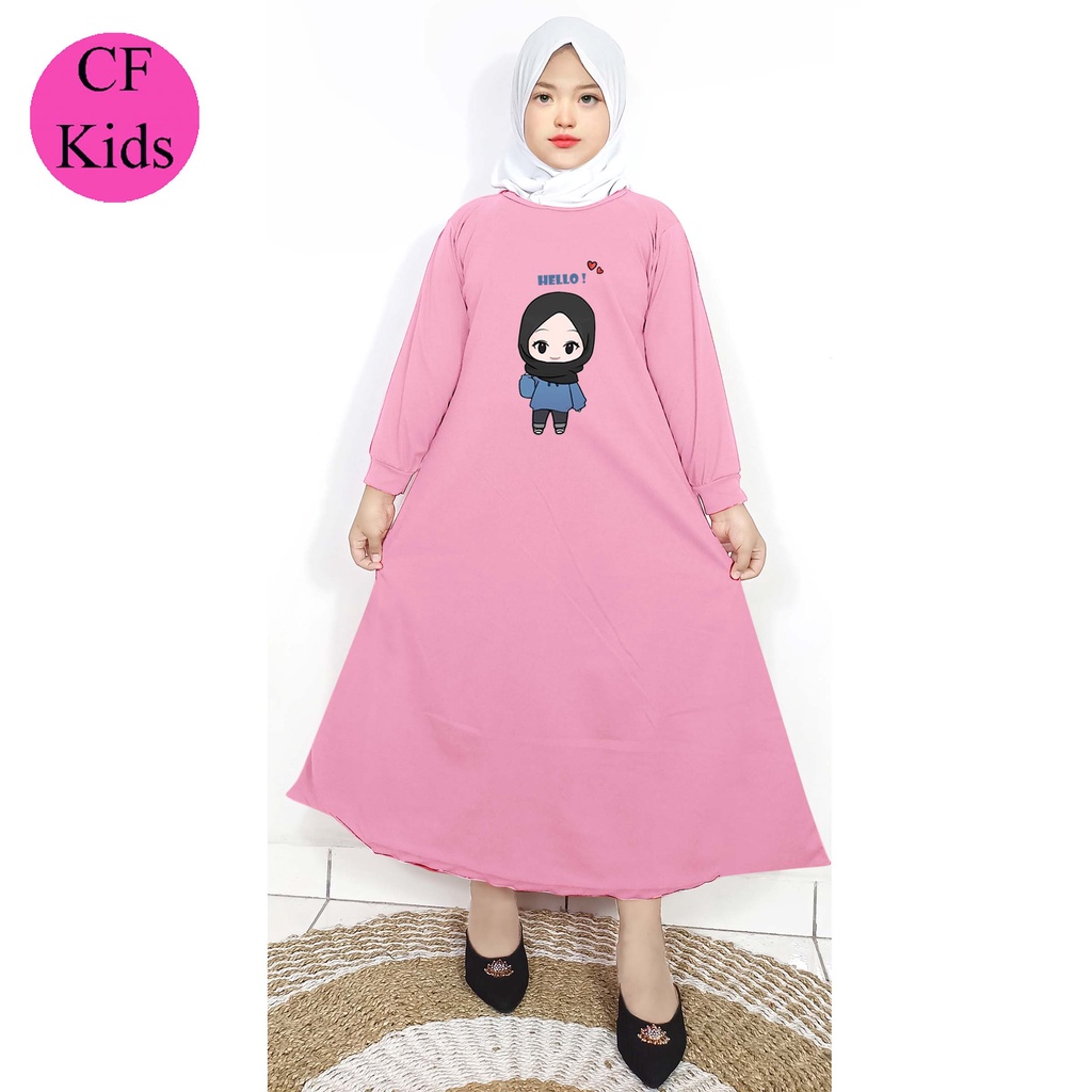 CF Kids Gamis Anak Perempuan Print DTF Hello Friends