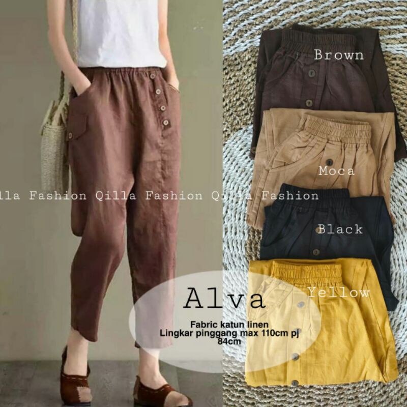 ALVA PANTS QILLA / CELANA LINEN / DAYLY PANTS / HAREM PANTS / BUGGY PANT