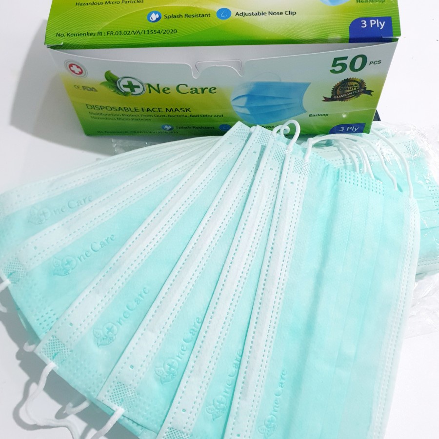 Masker 3ply Earloop Onecare isi 50 pcs Necare Kemenkes Dapat BOX