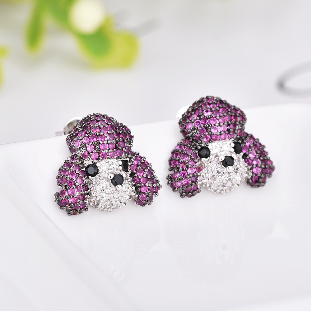 Anting Desain Hewan Husky Bahan Zirconia Untuk Hadiah