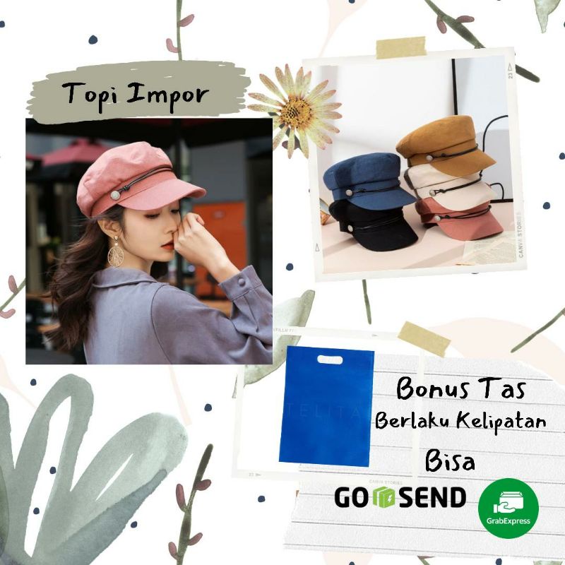 Topi Cewek Kekinian Korea Model British