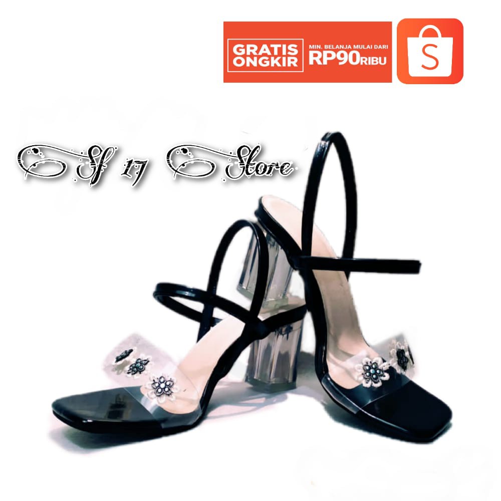 SF _ 17 STORE SANDAL WANITA HAK HEEL / SANDAL WANITA HAK TINGGI 7 CM MODEL MIKA BUNGA
