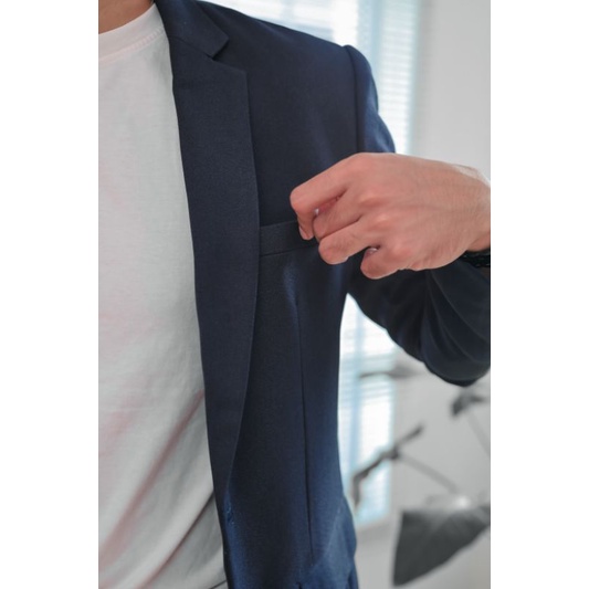 Mubeng - Elegant Jas Slimfit Navy (Free Cover Jas)