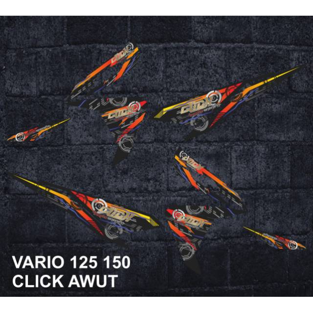 Stiker striping vario 125 / 150 click awut hitam