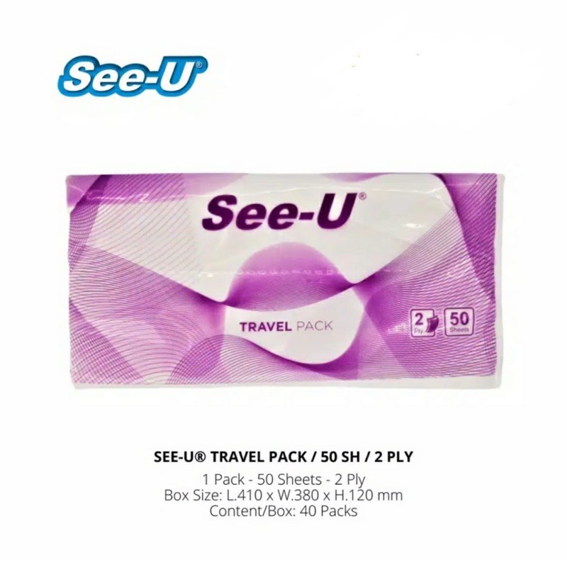 TISSUE SEE U TRAVEL PACK 50 SHEETS 2PLY