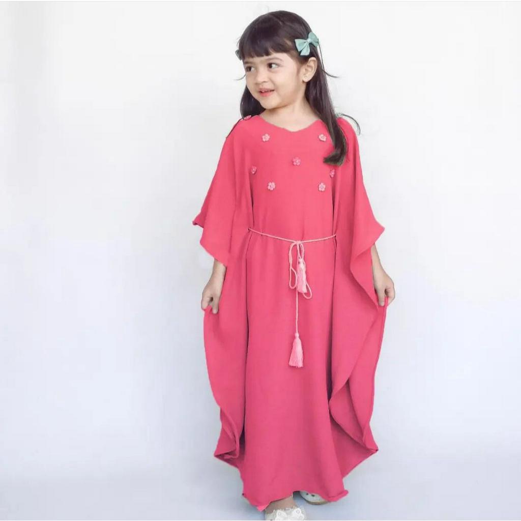 TERBARU Khalisa Kaftan Kids Usia 6-8-9-12 TAHUN Ukuran XL-L Bahan Cringkel Air Flow Import Baju Anak Perempuan Kekinian 2023 Outfit Muslim Anakk