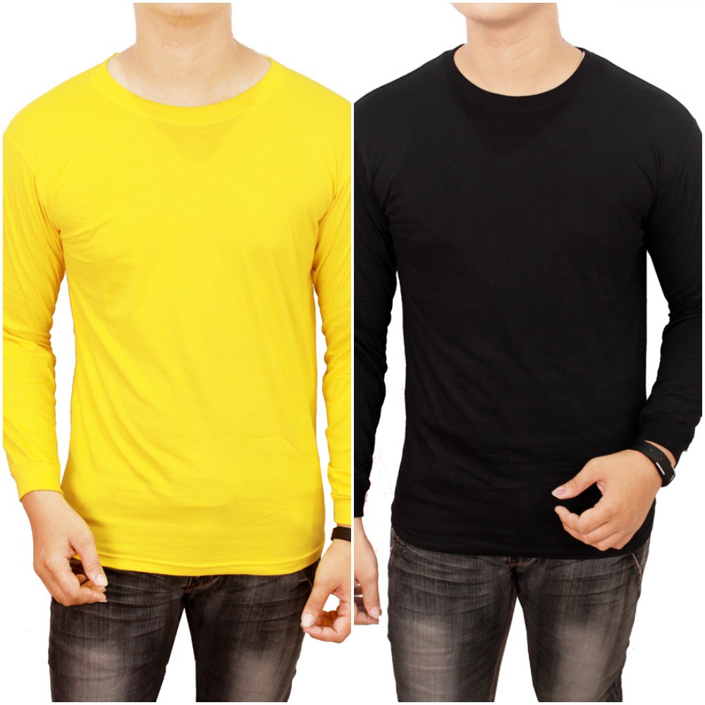 Kaos Panjang Polos Pria Oneck / Basic Tshirt 100% Cotton Combed - Banyak Pilihan Warna POL (COMB)